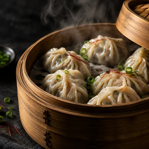 대나무 찜기에 담긴 손만두 (연출 이미지)